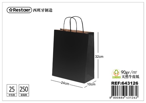 [643126] Bolsa de regalo 24x10x32cm negro para embalaje de regalos