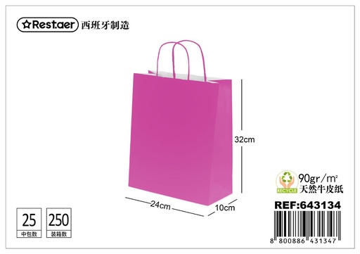 [643134] Bolsa de regalo 24x10x32cm fucsia para envolver regalos