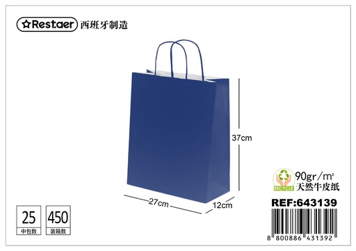 [643139] Bolsa de regalo 27x12x37cm azul oscuro para envoltorios