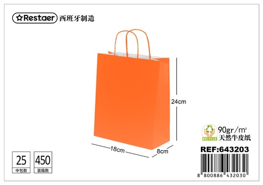 [643203] Bolsa de regalo 18x8x24cm naranja