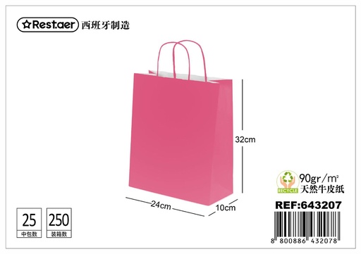 [643207] Bolsa de regalo rosa 24x10x32cm para empaques y regalos