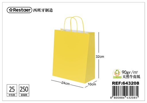 [643208] Bolsa de regalo 24x10x32cm amarillo para embalaje y regalos