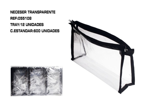 [8875588417180] Neceser transparente negro 22cm 12/u 41718-3 NB para viajes