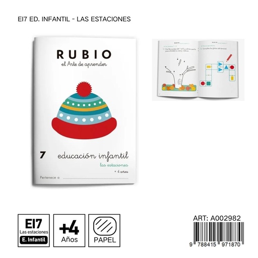 [A002982] Cuaderno de ejercicios 7 - Educación infantil 7