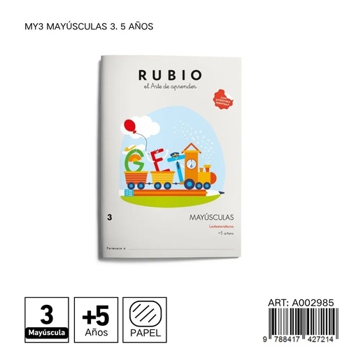 [A002986] Cuaderno de prácticas Mayúsculas 3 - RUBIO - Material escolar