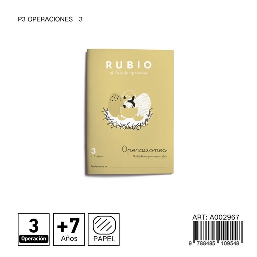 [A002967] Cuaderno de operaciones matemáticas rubio 3