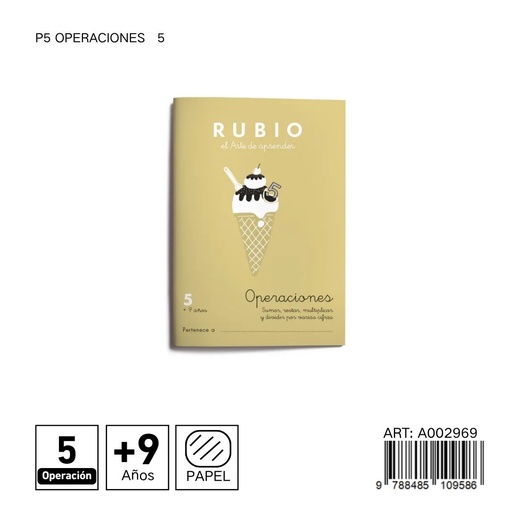 [A002969] Cuaderno de matemáticas 5 - Operaciones 5