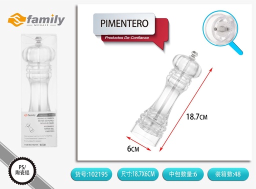 [102195] Molinillo de pimienta de cerámica 18.7x5.7cm - Utensilios de cocina