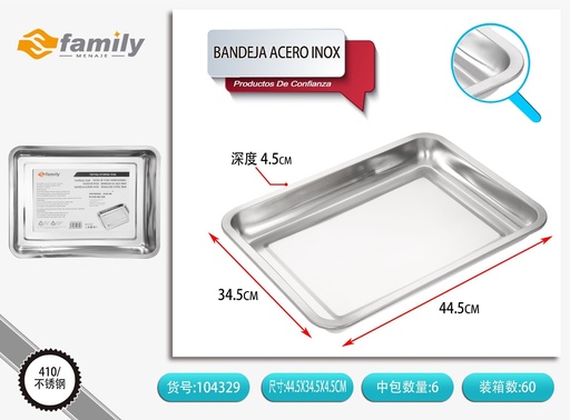 [104329] Bandeja de acero inoxidable con borde magnético 45*35*4.8cm - Utensilios de cocina y bandejas