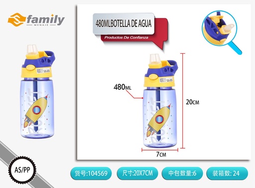 [104569] Botella de agua de 480ml con tapón a prueba de fugas - Bebidas