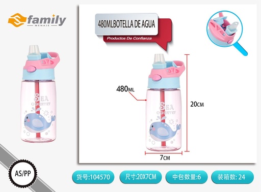 [104570] Botella de agua de 480ml con tapón a prueba de fugas - Bebidas
