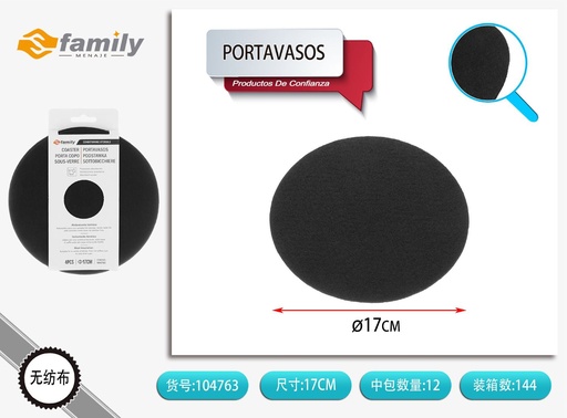 [104763] Portavasos de fieltro redondo 17 cm color negro - Juego de 4
