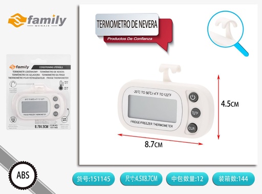 [151145] Termómetro de nevera blanco 75 * 43 * 10MM - Suministros de cocina