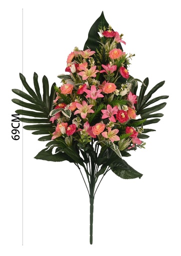 [6101096浅欧粉] Peonía de 18 cabezas - Flores artificiales