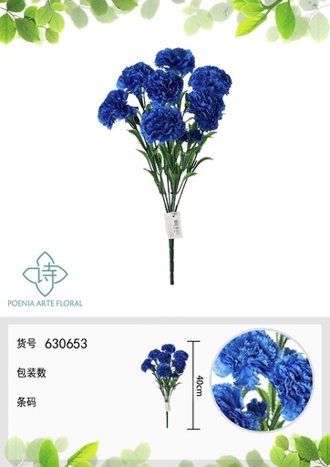 [630653AZUL] Ramo de claveles artificiales 45cm - Ramo de flores funerarias