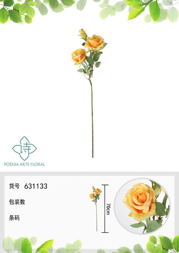 [631133BLANCO] Ramo de flores artificiales de rosa redonda 70cm blanca - Decoración floral
