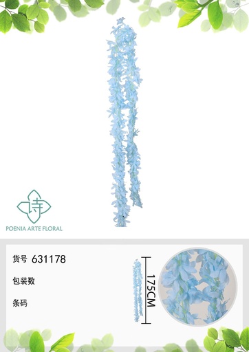 [631178BLANCO] Rama de hortensias artificiales 175cm - Flores decorativas