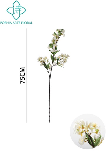 [631199白BLANCO] Ramo artificial de flor pequeña 75 cm - Decoración floral fresca