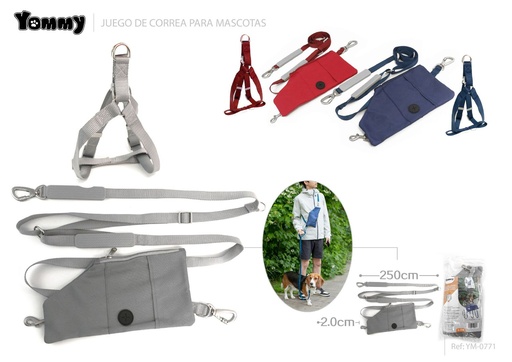 [YM0771] Correa para mascotas multifuncional con riñonera 2.0*250cm - Accesorios para gatos