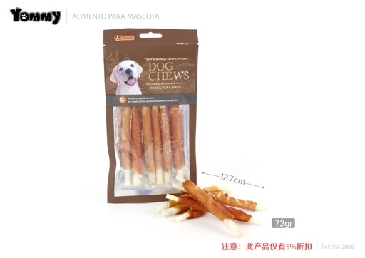 [YM2066] Alimento para mascotas piel de pollo enrollada 12.7cm 72g