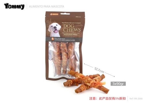 [YM2068] Alimento para mascotas enrollado de pollo 12.7cm 90g