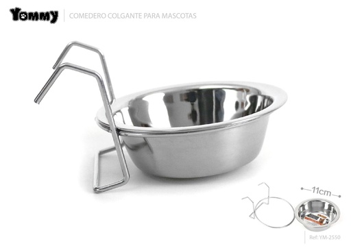 [YM2550] Cuenco colgante de acero inoxidable para mascotas 11cm