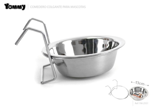 [YM2551] Cuenco colgante de acero inoxidable para mascotas 13cm