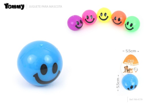 [YM4179] Juguete de goma LED pelota sonriente DIA:5.5 cm - Juguetes para mascotas