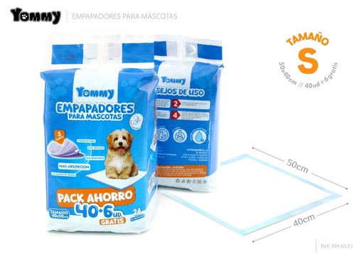[YM6533] Empapadores desechables para mascotas 40*50 cm 40 pcs + 6 pcs - Protección para mascotas