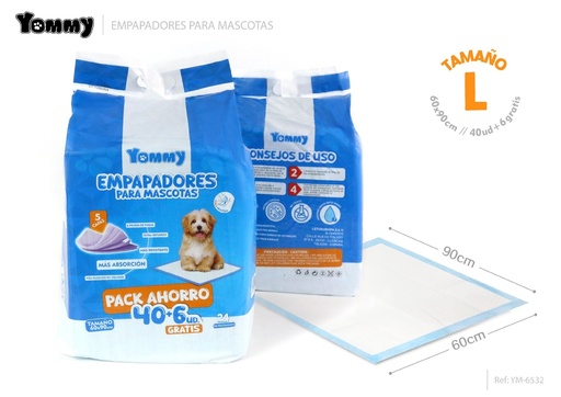 [YM6535] Empapadores para mascotas 60x90 cm 40 pcs + 6 bonus - Higiene y cuidados de mascotas