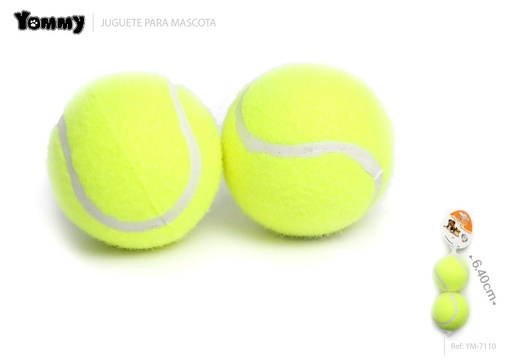 [YM7110] Juguete de goma para mascotas con pelota 2 unidades 6.4cm