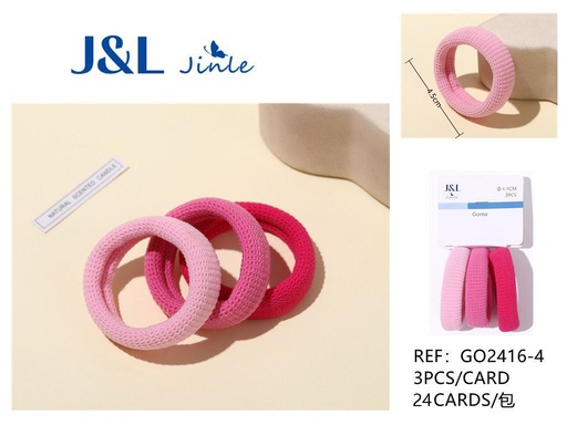 [GO2416-4] Goma de pelo rosa 4.5cm 3pcs para niñas