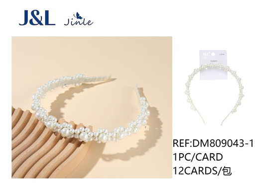 [DM809043-1] Diadema con perlas blanca para eventos y moda