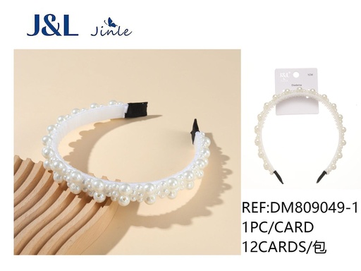 [DM809049-1] Diadema con perlas 2CM, blanca