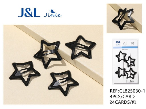 [CL825030-1] BB clips con estrella 3cm 4pcs para peinados infantiles