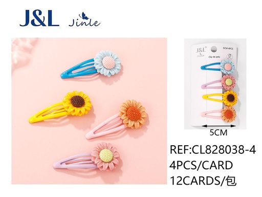 [CL828038-4] BB clips con flores 5cm 4pcs para peinados de niñas