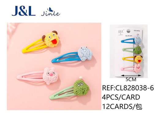 [CL828038-6] BB clips con diseño de muñeco 5cm 4pcs