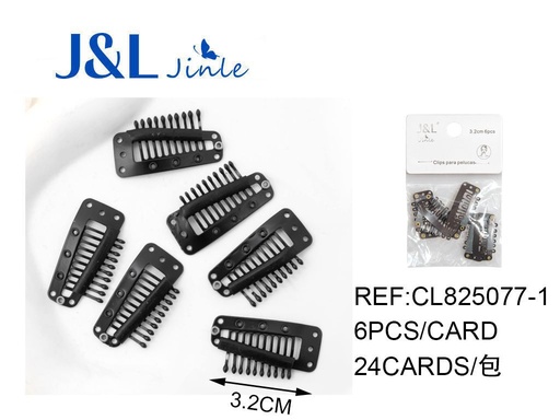 [CL825077-1] Clip para extensiones 3.2cm plateado 6pcs para cabello adicional