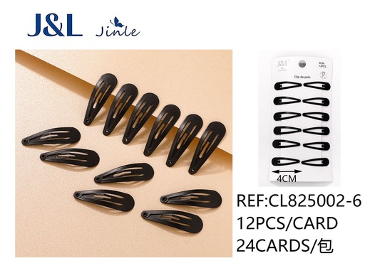 [CL825002-6] BB clip negro 4CM 12PCS - Accesorios de cabello