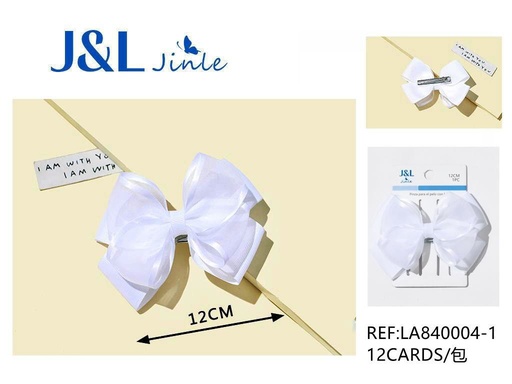 [LA840004-1] Clip con lazo blanco 12 cm - Accesorios de peinado