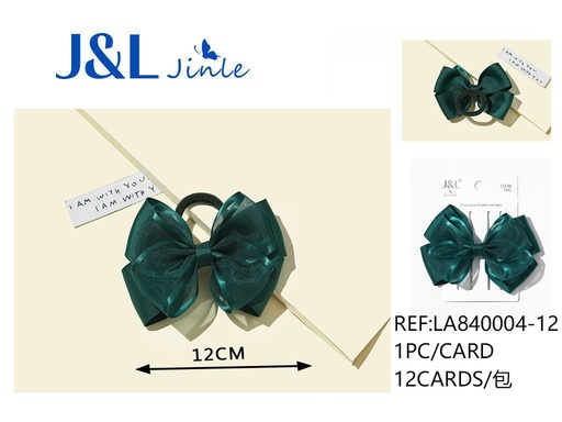 [LA840004-12] Goma con lazo verde oscuro 12 cm - Accesorios de peinado