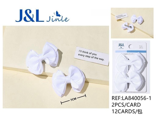 [LA840056-1] Clip con lazo blanco 7cm 2pcs para peinados elegantes