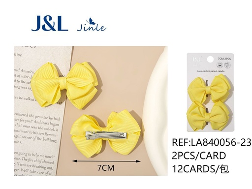 [LA840056-23] Clip con lazo amarillo 7cm 2pcs - Accesorios para el cabello