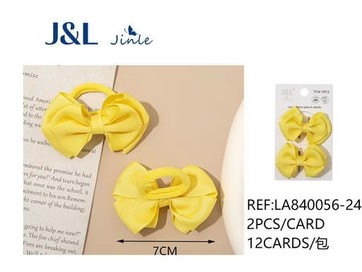 [LA840056-24] Goma con lazo amarillo 7cm 2pcs - Accesorios para el cabello