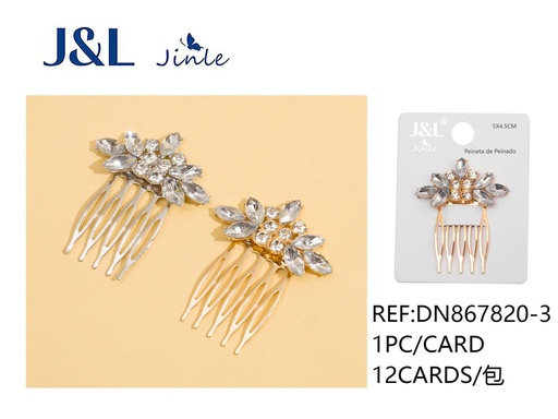 [DN867820-3] Peines para el cabello con diamantes de imitación - 4.5CM, dorado/plata