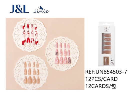 [UN854503-7] Uñas postizas con estampado de almendra 12pcs para manicura