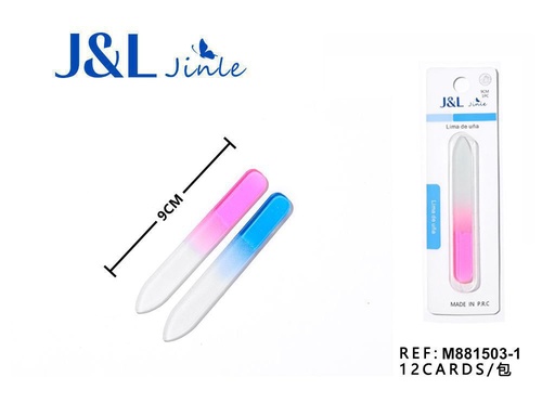 [M881503-1] Lima de uñas de cristal 9cm azul y rosa