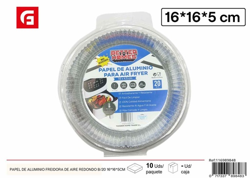 [116989848] Papel de aluminio para freidora de aire redondo 16x16x5 cm - Utensilios de desechables
