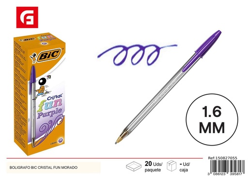 [150827055] Bolígrafo BIC Cristal Fun Morado - Material de oficina