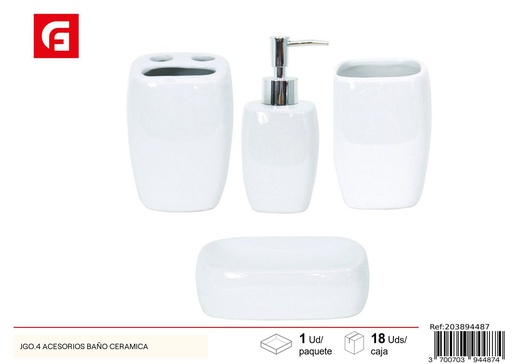 [203894487] Juego de 4 accesorios de baño cerámica - Accesorios de baño